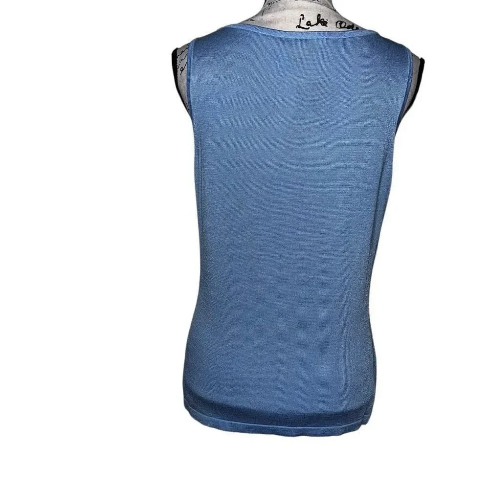 Etcetera sleeveless blue drape neck‎ blouse medium - Picture 4 of 6